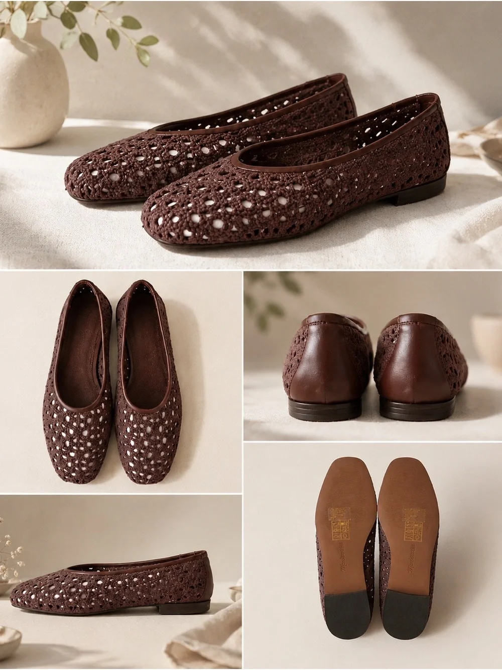 Madewell Brown Crochet Ballet Flats